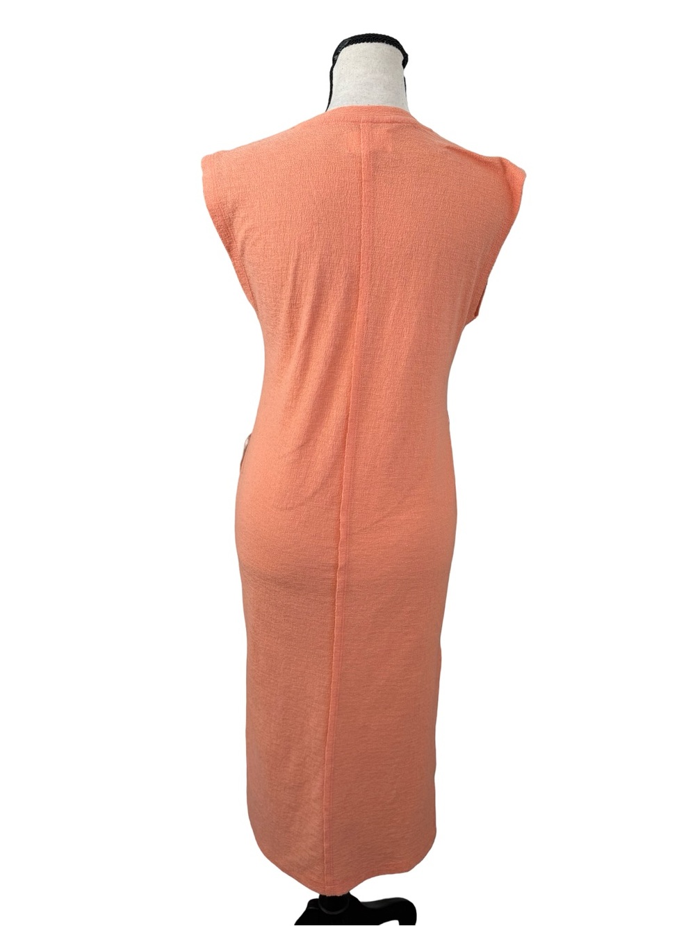 Every Sleeveless Midi Sweater Dress Peach Side Slit Textured Knit Size Small - Picture 4 of 7